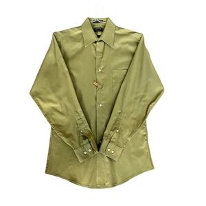 EUC Arrow Olive Green, Long Sleeve, Fitted, Wrinkle-Free Dress Shirt, Small